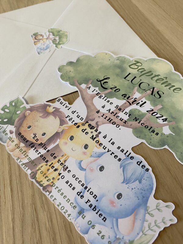 invitation / faire part animaux de la jungle