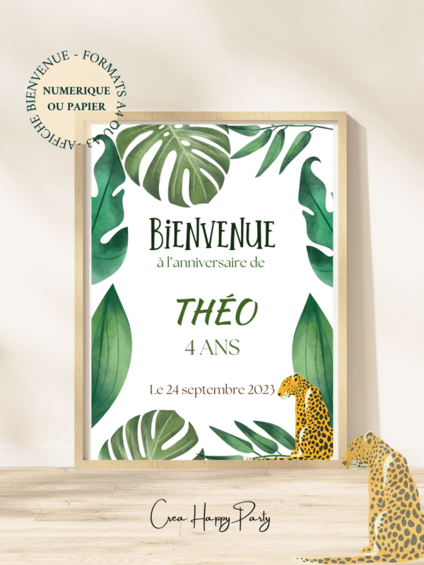 Affiche Personnalisée de Bienvenue - Jungle
