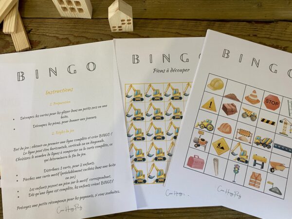 Jeu de Bingo pour 10 enfants - Chantier – Image 2