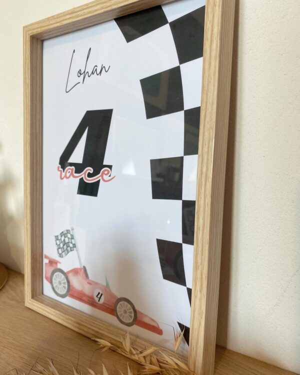 affiche personnalisée pour anniversaire voiture de course