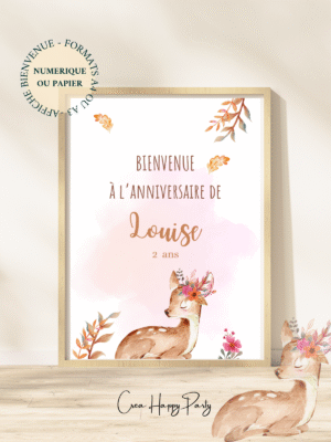 Affiche Personnalisée de Bienvenue - Biche
