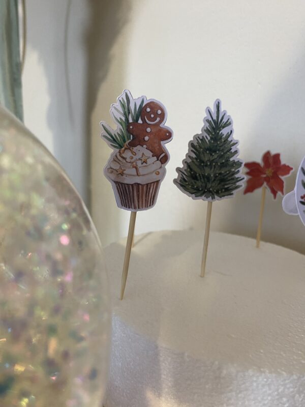 Topper cupcake Noel bordeaux et vert