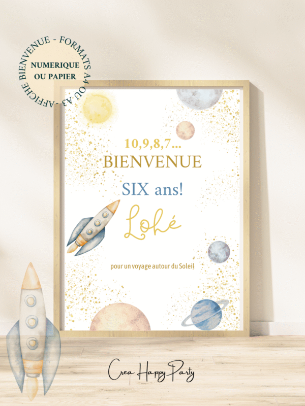 Affiche Personnalisée de Bienvenue - Espace