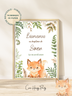 Affiche Personnalisée de Bienvenue - Renard