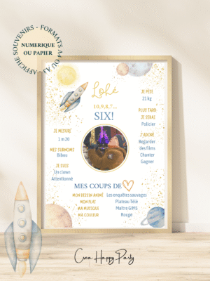 Affiche Personnalisée Mes Souvenirs - Espace